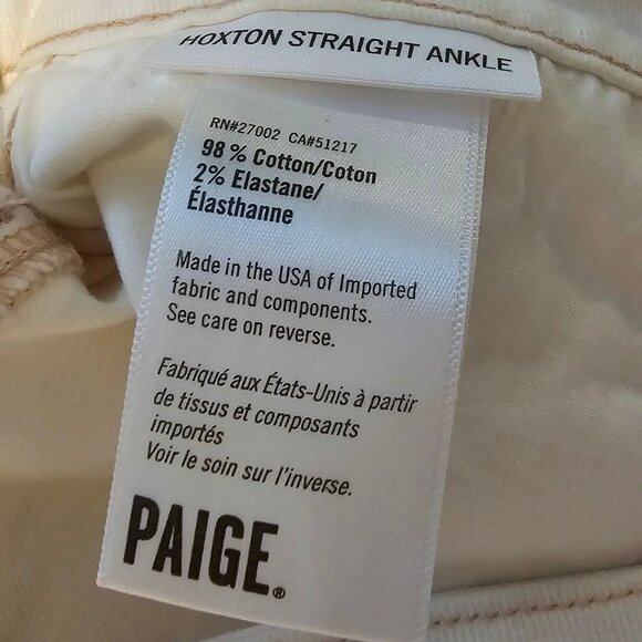 Women’s Paige Hoxton Straight Ankle Jeans Light Cream/Pink, Size 28 - Picture 11 of 12